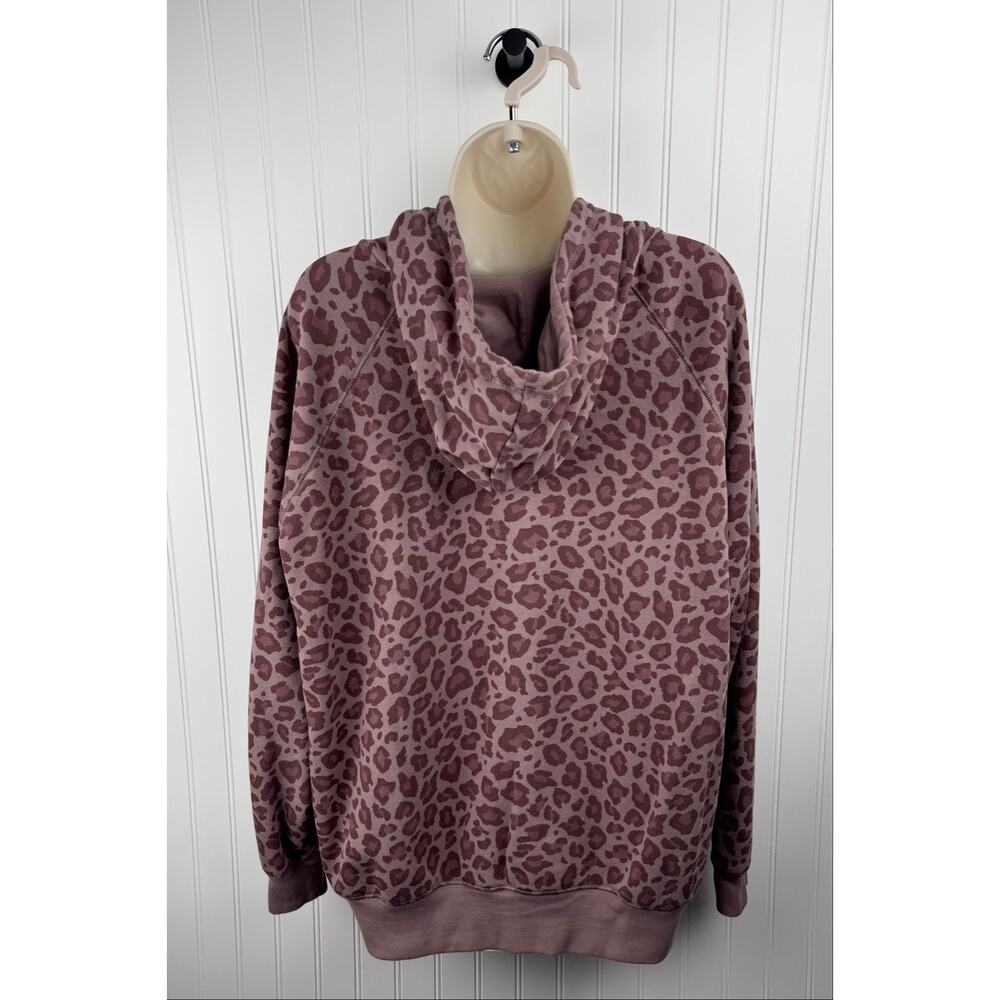 Torrid Leopard Print Zip Up Hoodie Size 2 (2X) Mauve Pink Fleece Jacket - Picture 4 of 10
